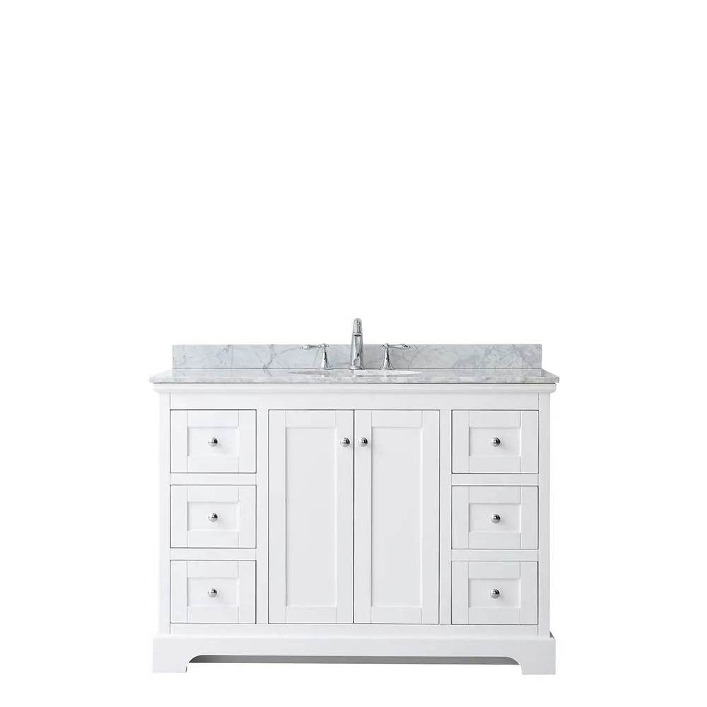 Avery 48 Inch Single Bathroom Vanity in White - Polished Chrome Trim