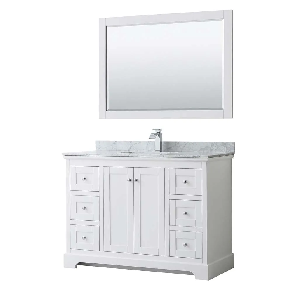 Avery 48 Inch Single Bathroom Vanity in White - Polished Chrome Trim