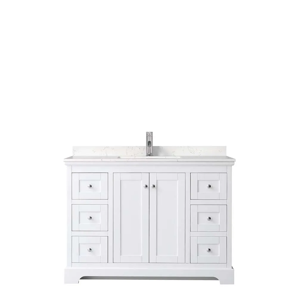 Avery 48 Inch Single Bathroom Vanity in White - Polished Chrome Trim