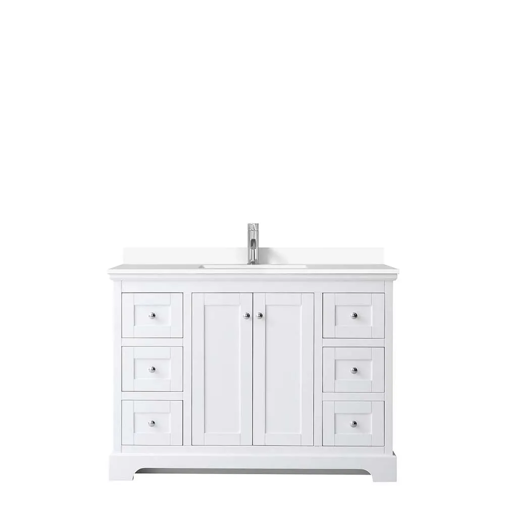 Avery 48 Inch Single Bathroom Vanity in White - Polished Chrome Trim