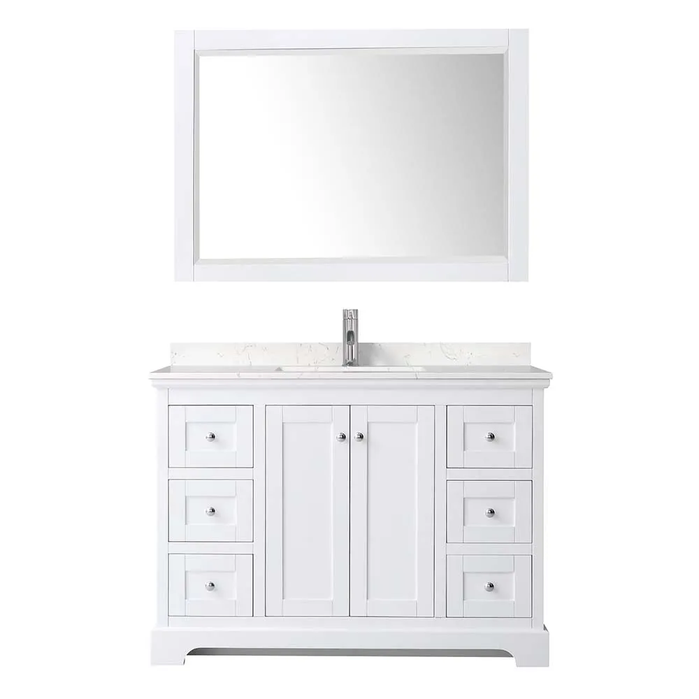 Avery 48 Inch Single Bathroom Vanity in White - Polished Chrome Trim