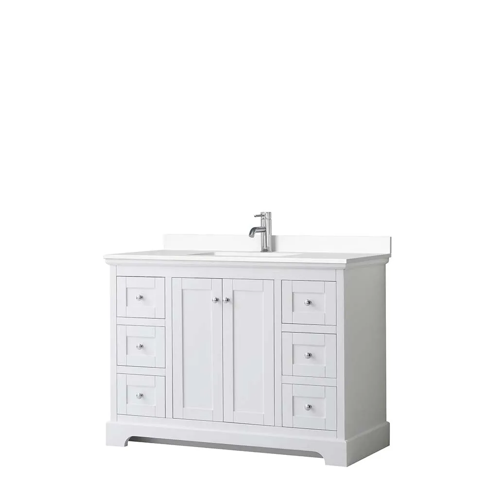 Avery 48 Inch Single Bathroom Vanity in White - Polished Chrome Trim
