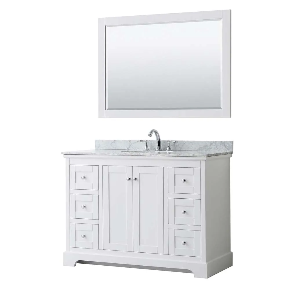 Avery 48 Inch Single Bathroom Vanity in White - Polished Chrome Trim