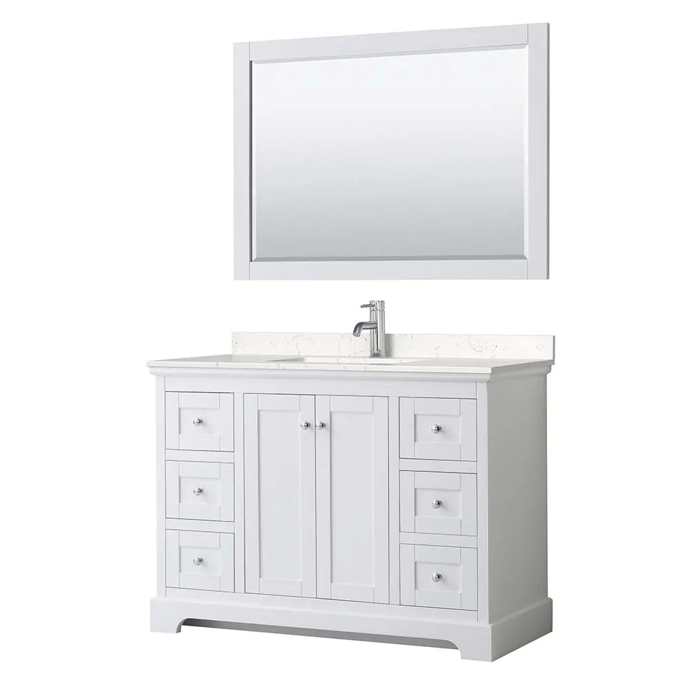 Avery 48 Inch Single Bathroom Vanity in White - Polished Chrome Trim