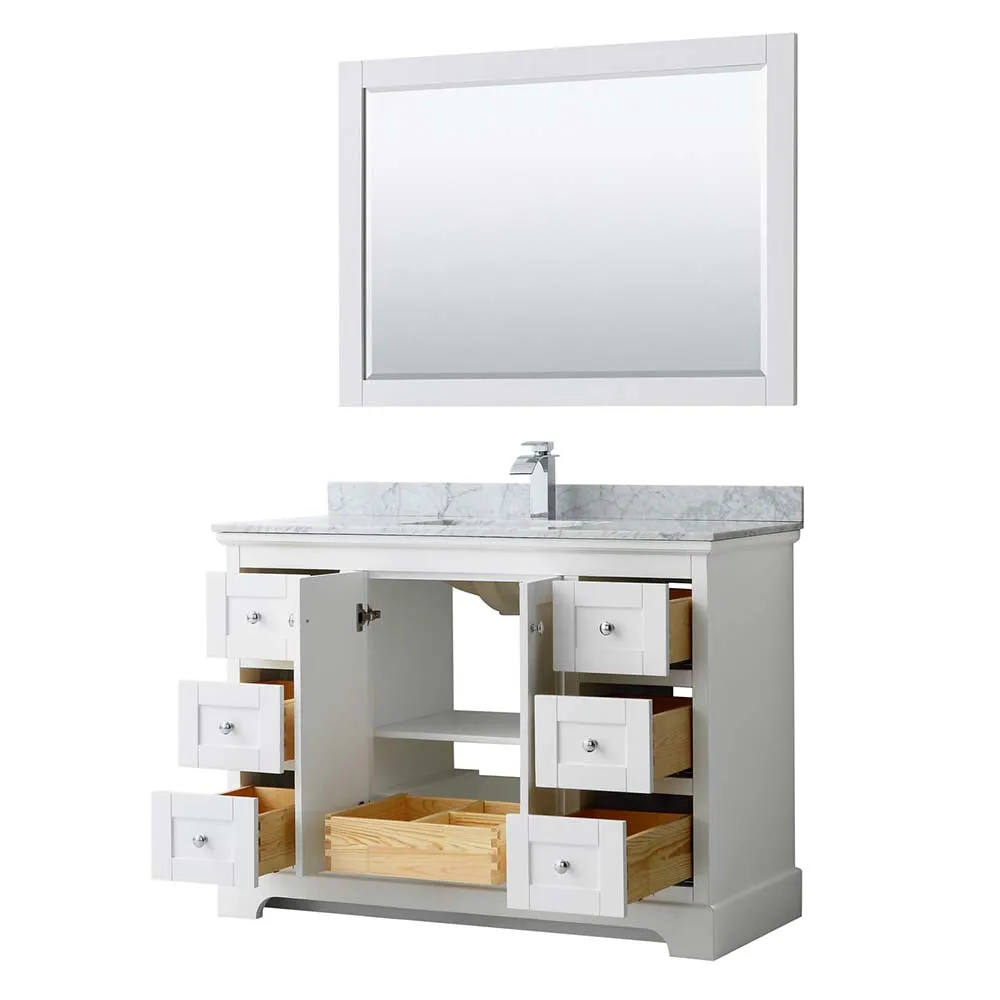 Avery 48 Inch Single Bathroom Vanity in White - Polished Chrome Trim