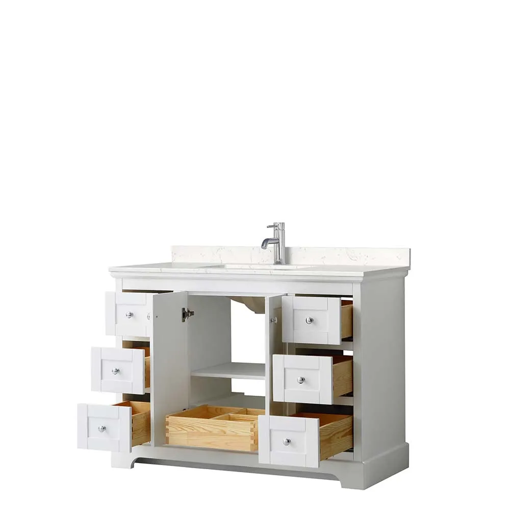 Avery 48 Inch Single Bathroom Vanity in White - Polished Chrome Trim