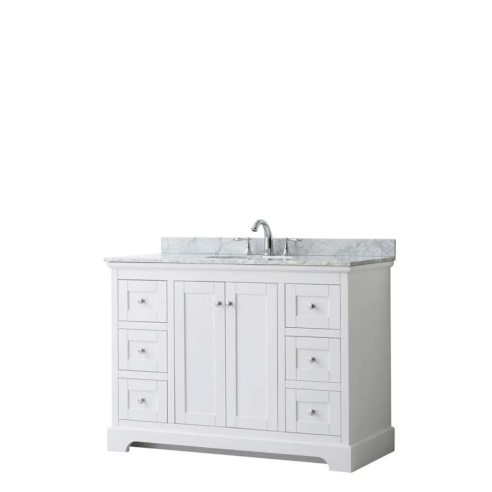 Avery 48 Inch Single Bathroom Vanity in White - Polished Chrome Trim