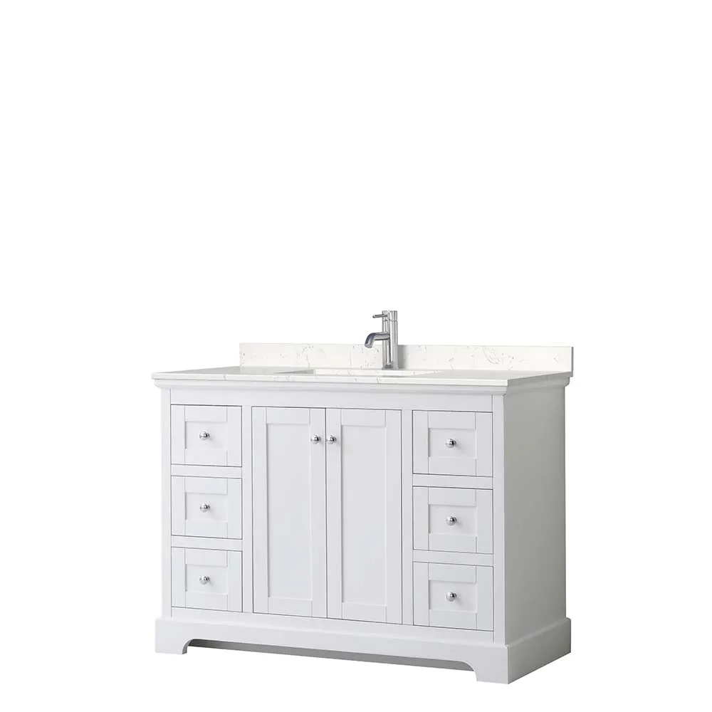 Avery 48 Inch Single Bathroom Vanity in White - Polished Chrome Trim