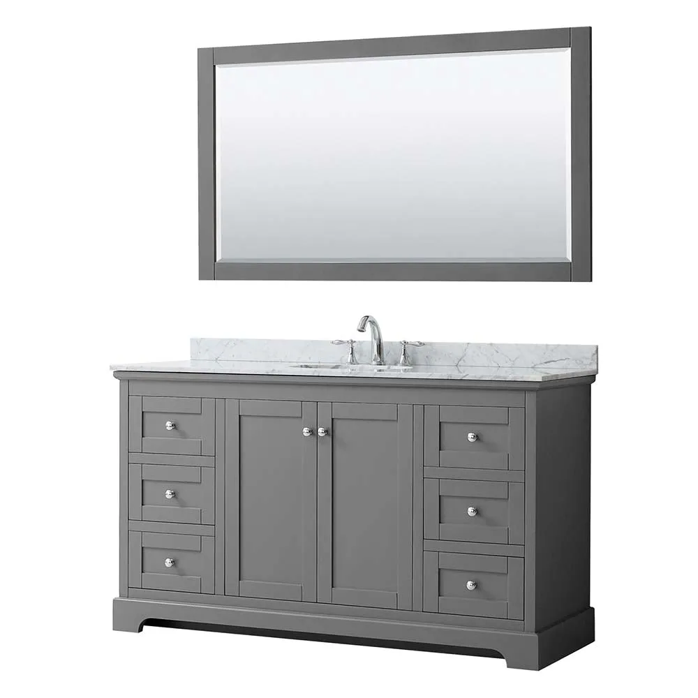 Avery 60 Inch Single Bathroom Vanity in Dark Gray
