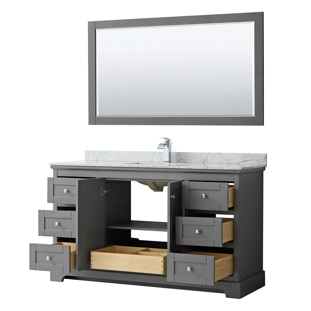 Avery 60 Inch Single Bathroom Vanity in Dark Gray