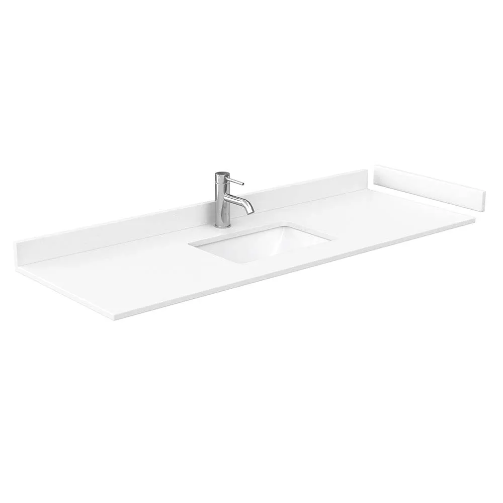 Avery 60 Inch Single Bathroom Vanity in White - Brushed Gold Trim