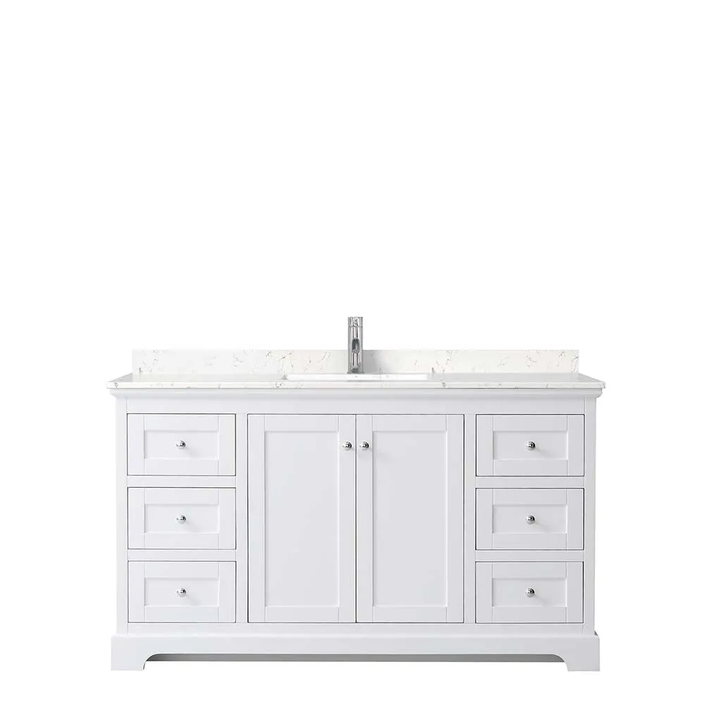Avery 60 Inch Single Bathroom Vanity in White - Polished Chrome Trim