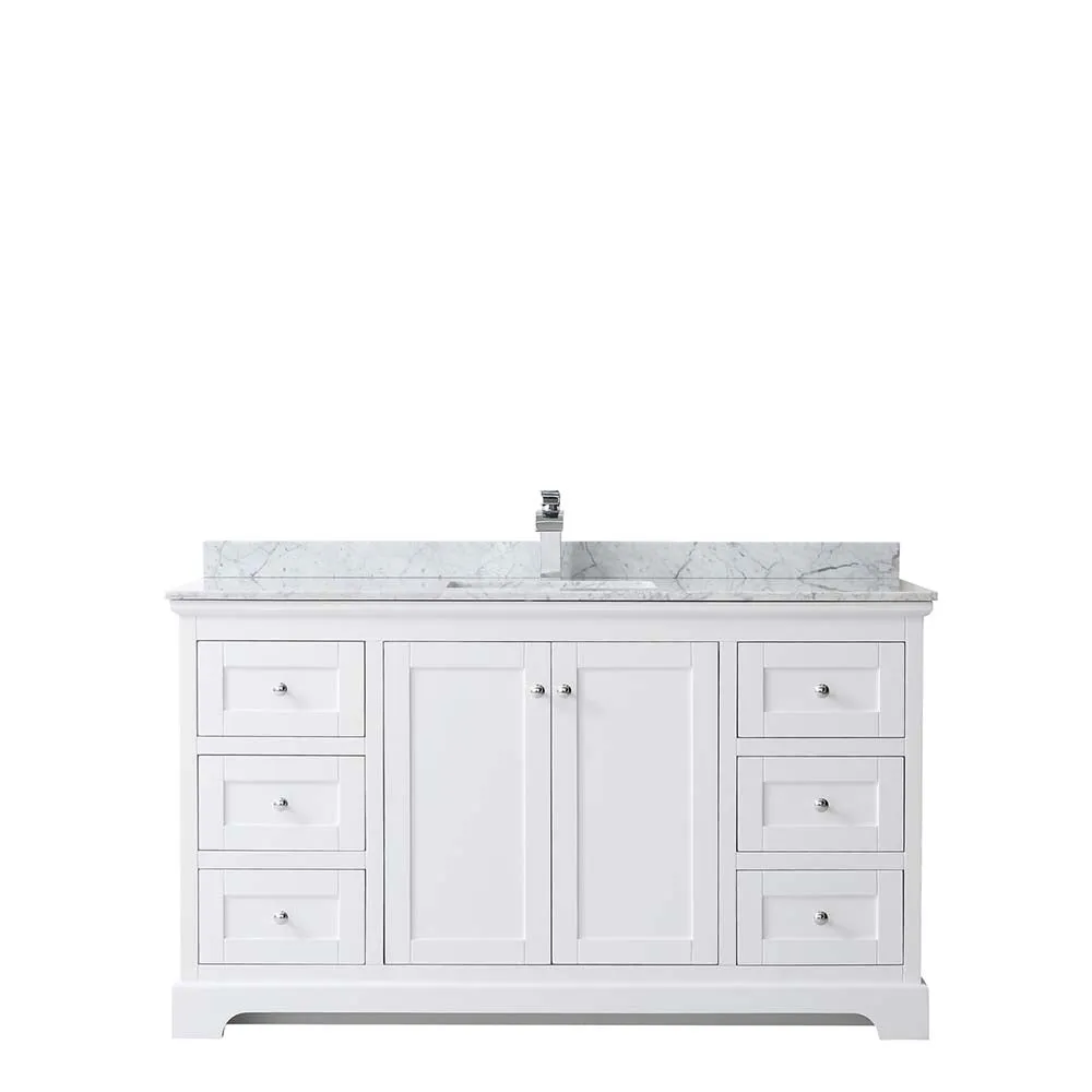 Avery 60 Inch Single Bathroom Vanity in White - Polished Chrome Trim