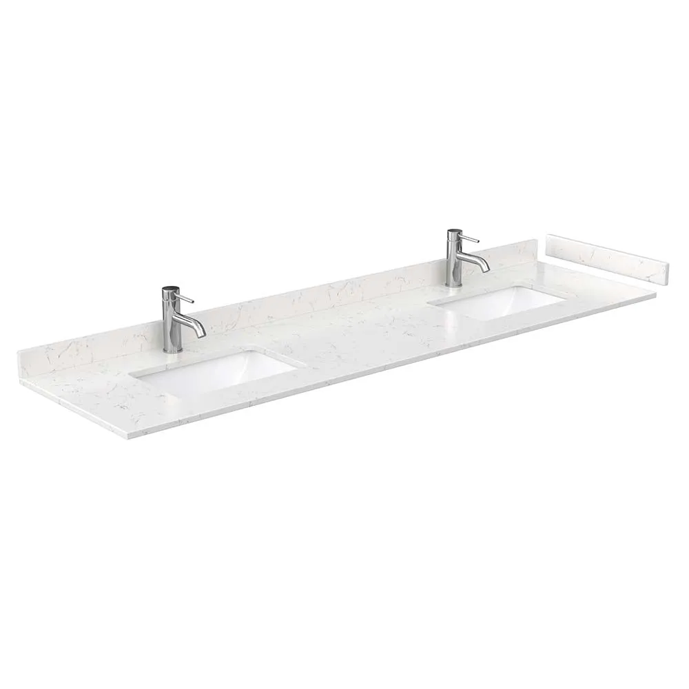 Avery 80 Inch Double Bathroom Vanity in White - Brushed Gold Trim