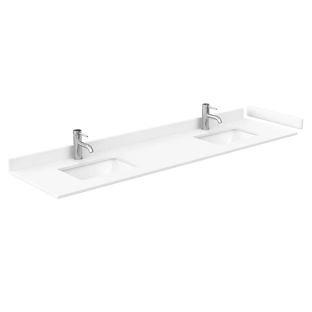 Avery 80 Inch Double Bathroom Vanity in White - Brushed Gold Trim