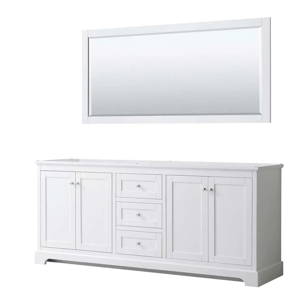 Avery 80 Inch Double Bathroom Vanity in White - Polished Chrome Trim