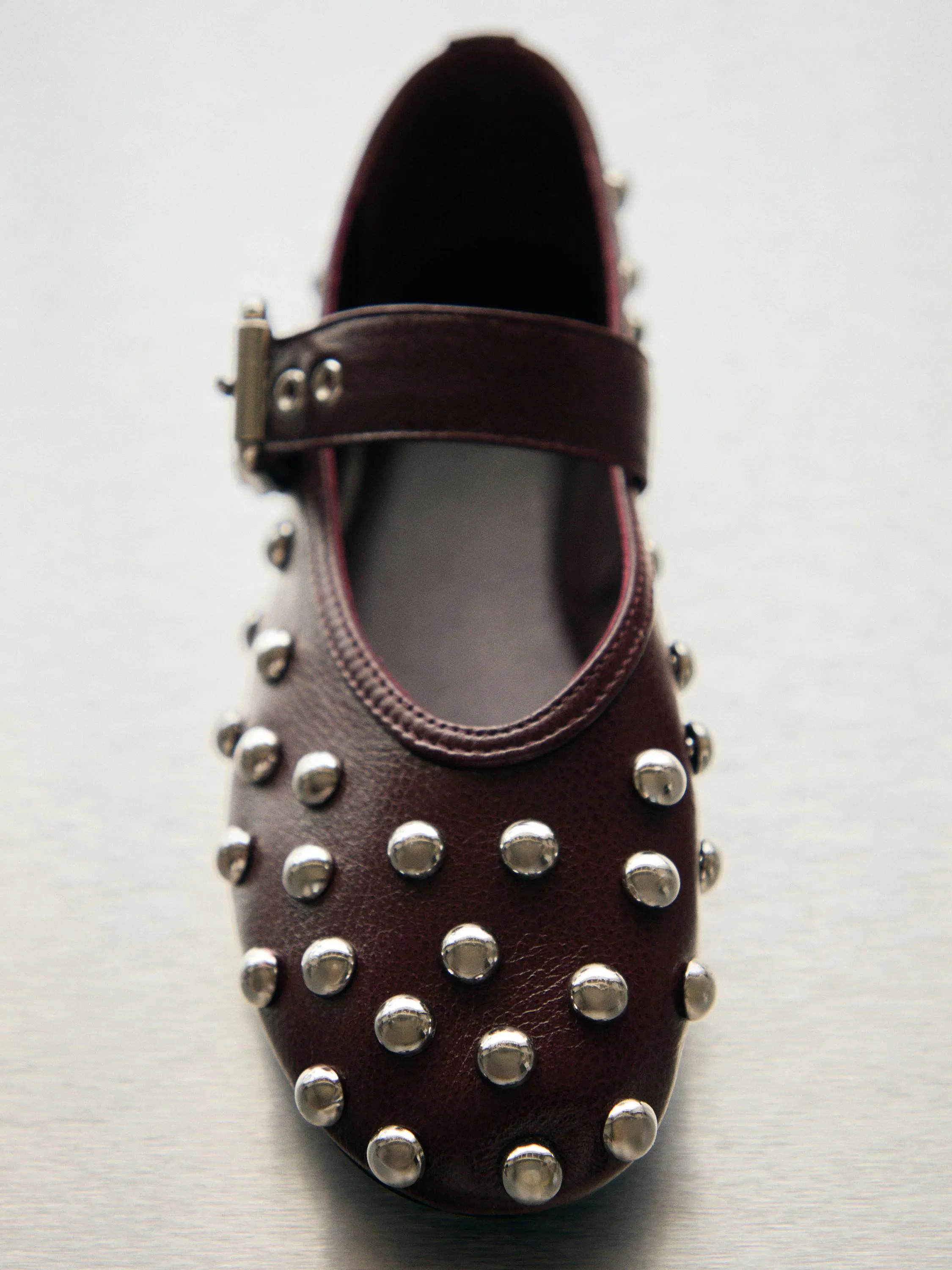 Ballet flats with studded buckles