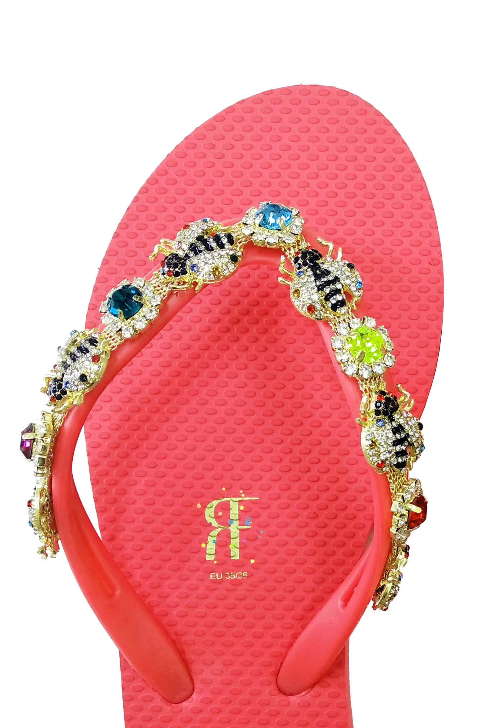 Bee Rhinestone Red Flip Flop
