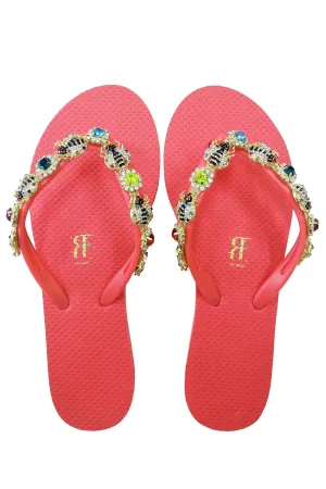 Bee Rhinestone Red Flip Flop