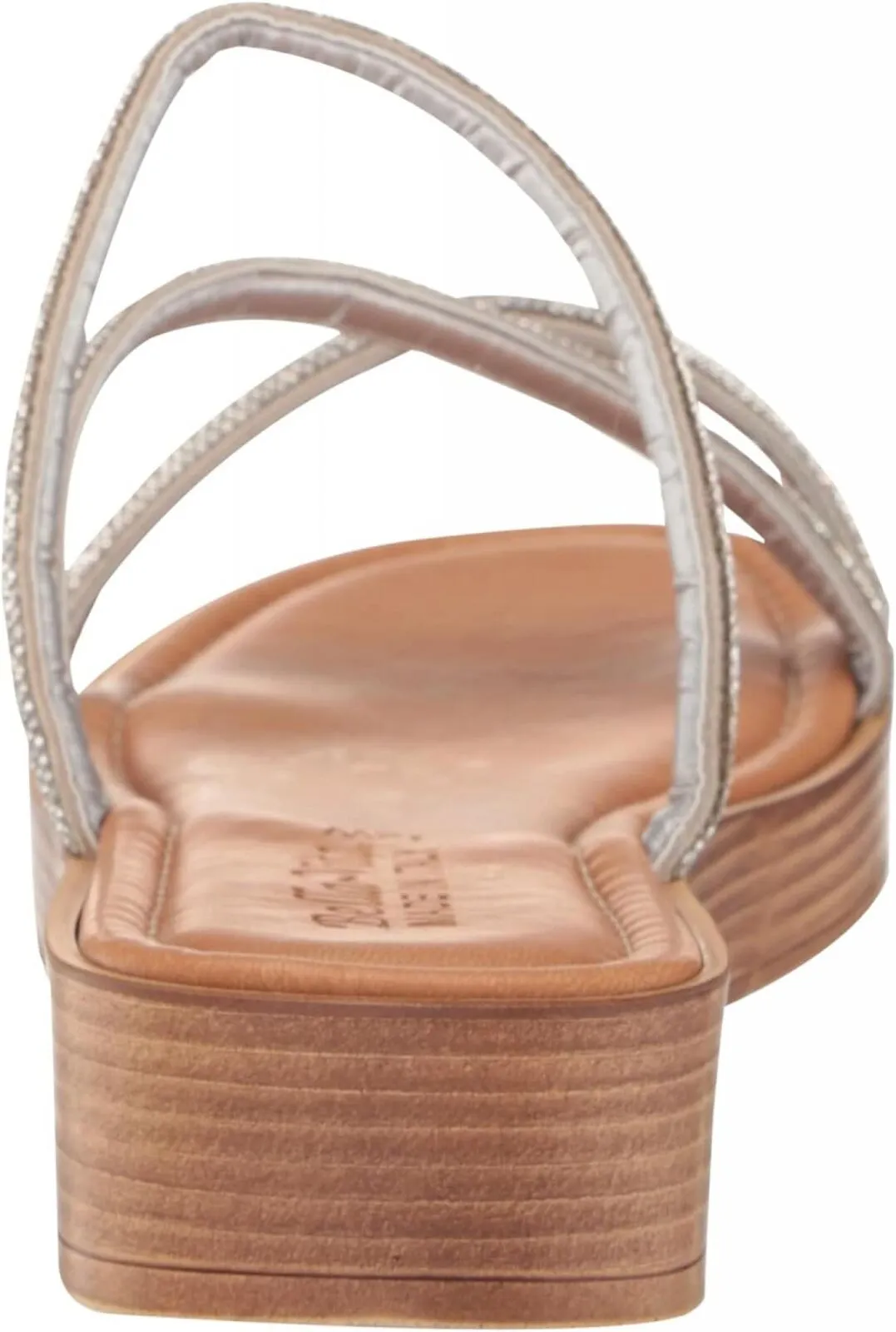Bella Vita Women's Ona-Italy Sparkle Slide Flat Sandal Silver Metallic Gray 6M
