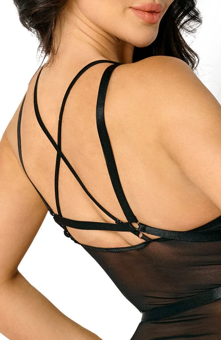 Black bodysuit with harness - Blair