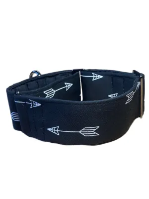 Black with arrows cotton covered greyhound Martingale collar 50mm width