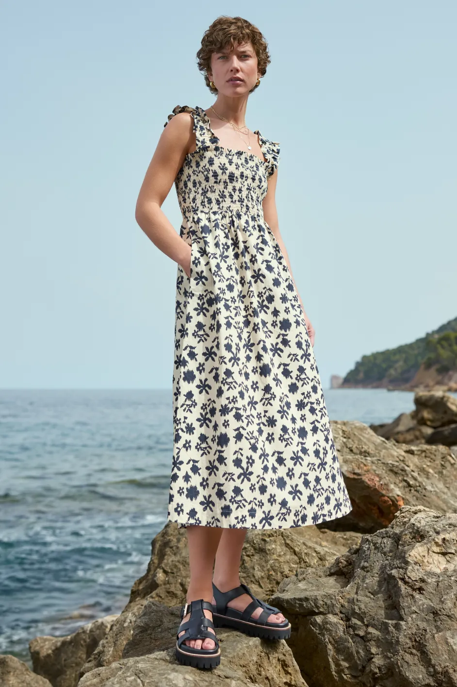 Bliss Dress - Ecru/Charcoal