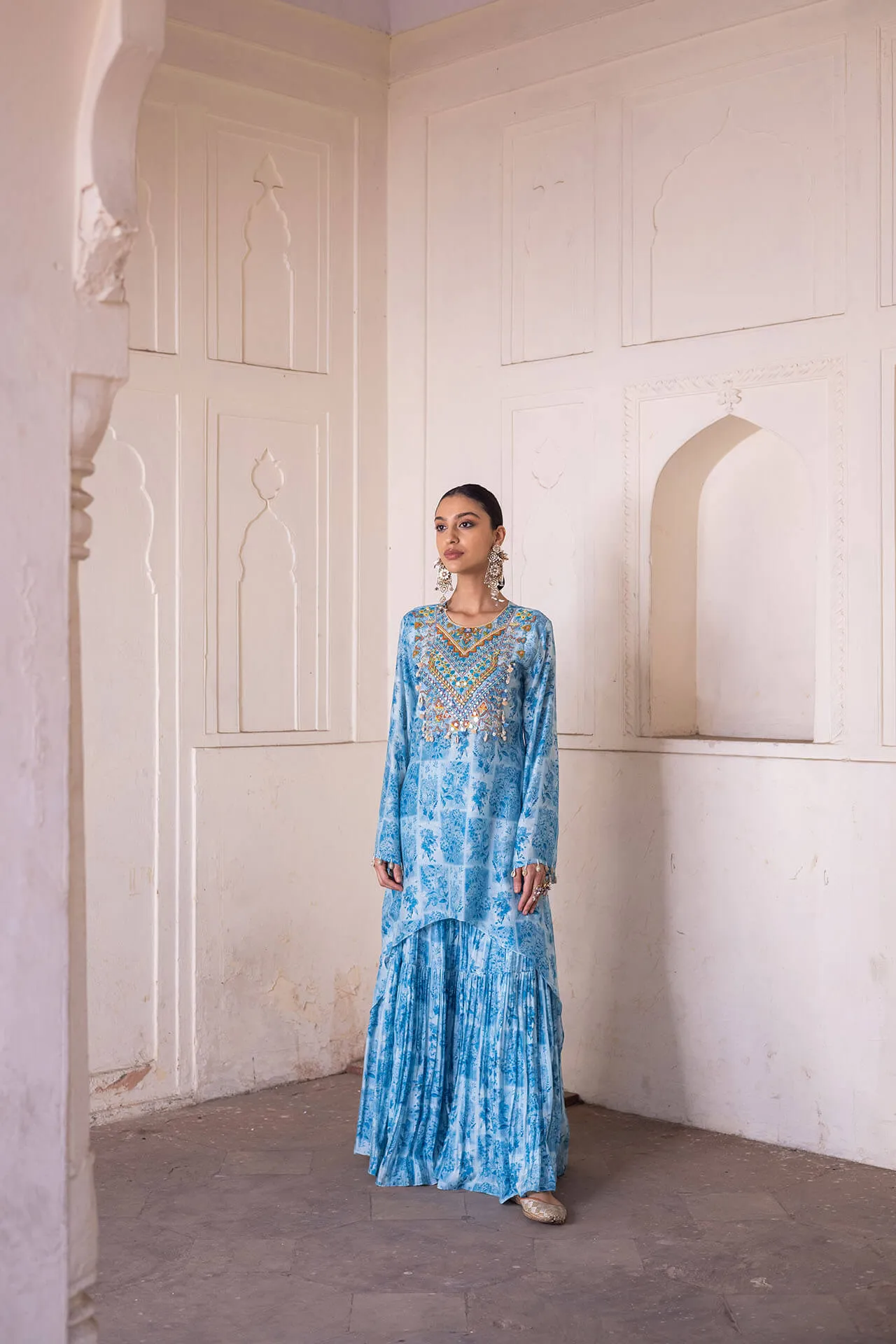 Blue Water Lily Kurta Set - Ready To Ship