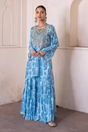Blue Water Lily Kurta Set - Ready To Ship