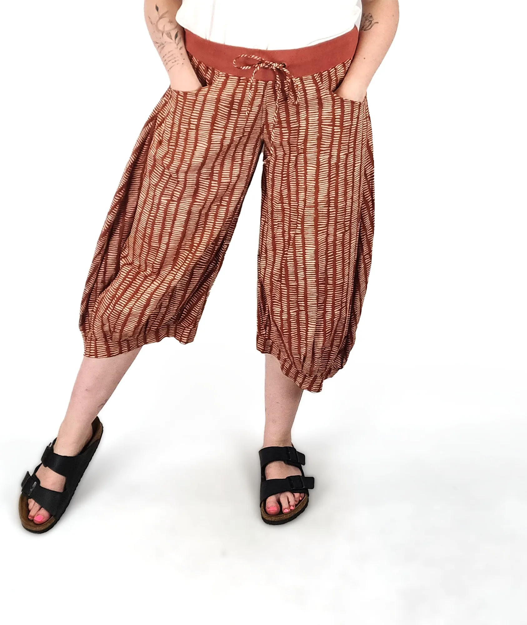 Boom Shankar brown cotton cropped pants size 12