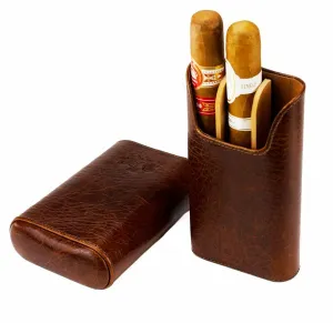 Brizard and Co The "Show Band" 3 Cigar Case - Antique Saddle Leather