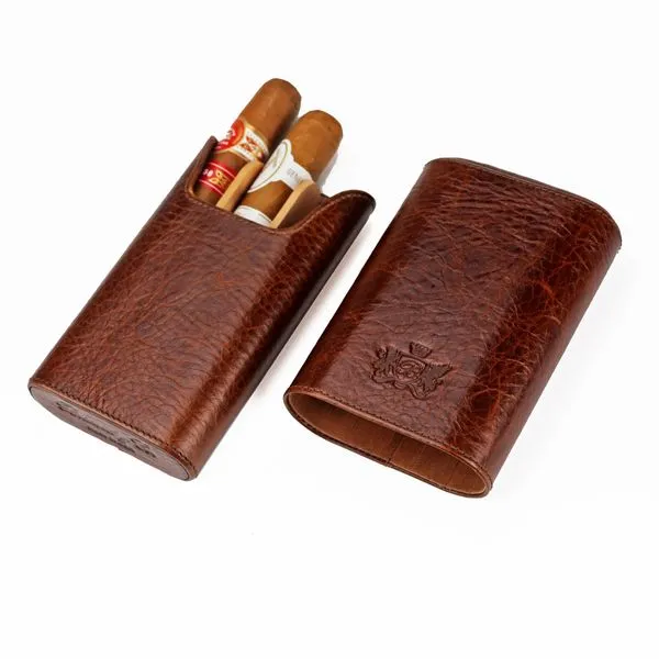 Brizard and Co The "Show Band" 3 Cigar Case - Antique Saddle Leather