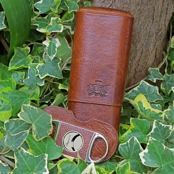Brizard and Co The "Show Band" 3 Cigar Case - Antique Saddle Leather