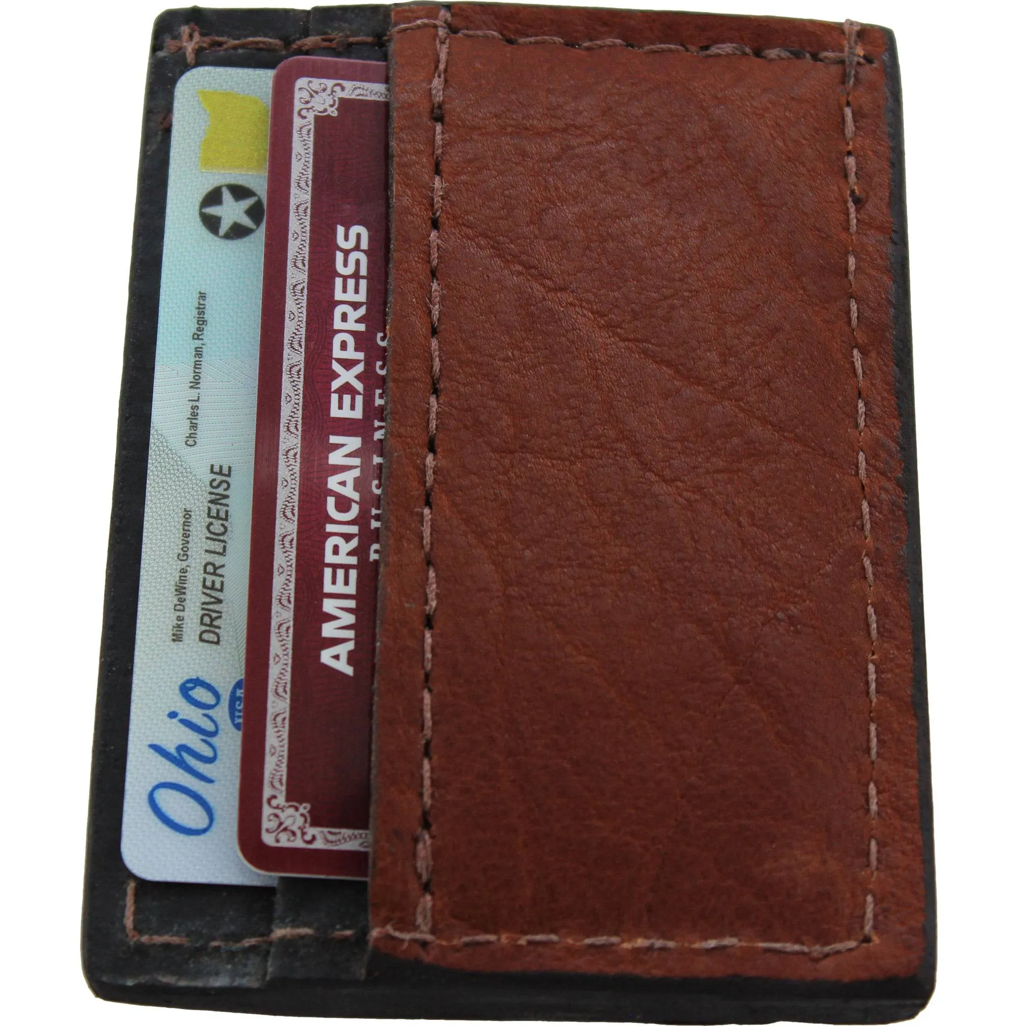 Brown American Bison Money Clip Wallet With Credit Card Slots