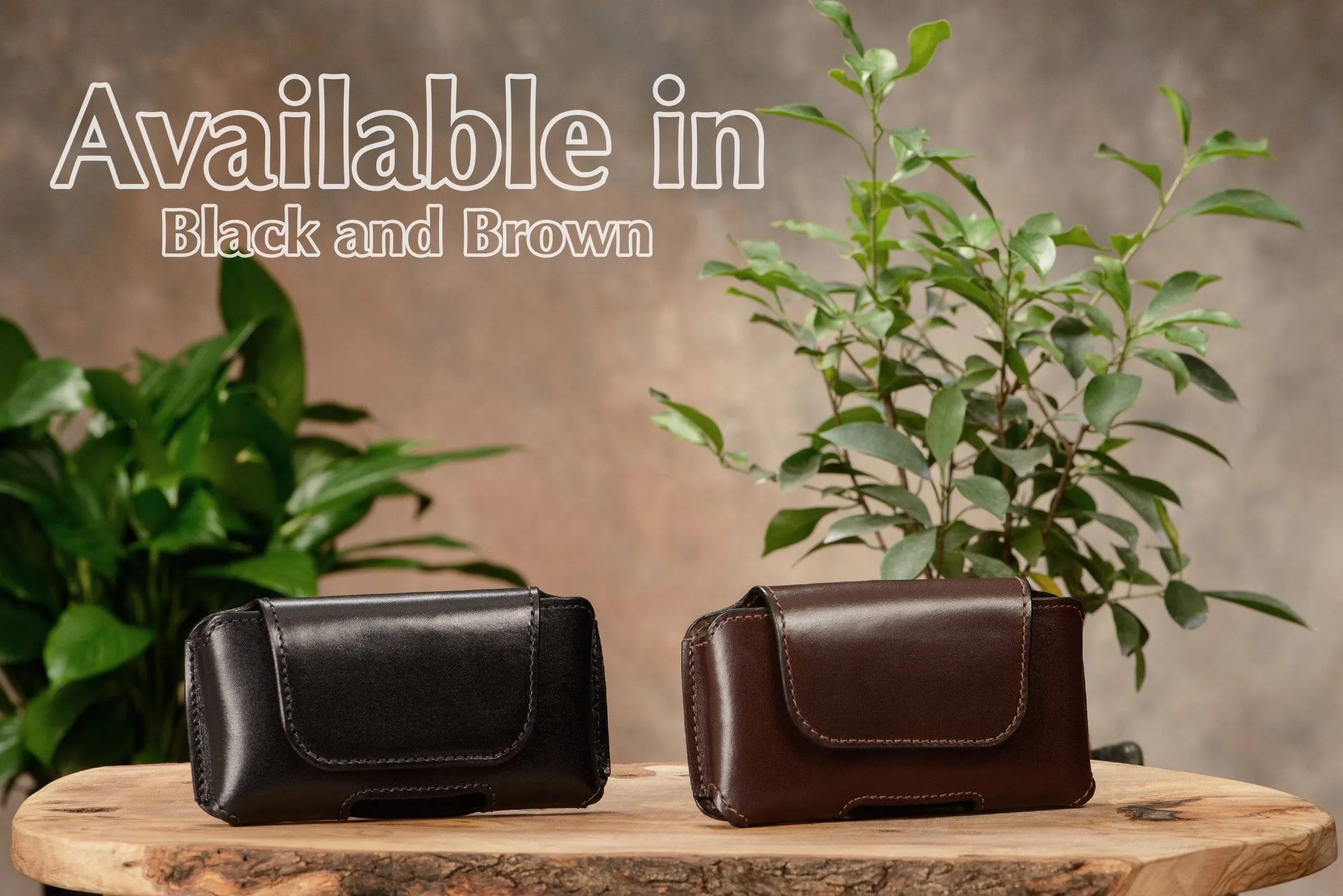 Brown Deluxe Leather Horizontal Cellphone Holster Case