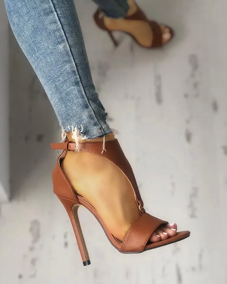 Buckled T Strap Stiletto Heels