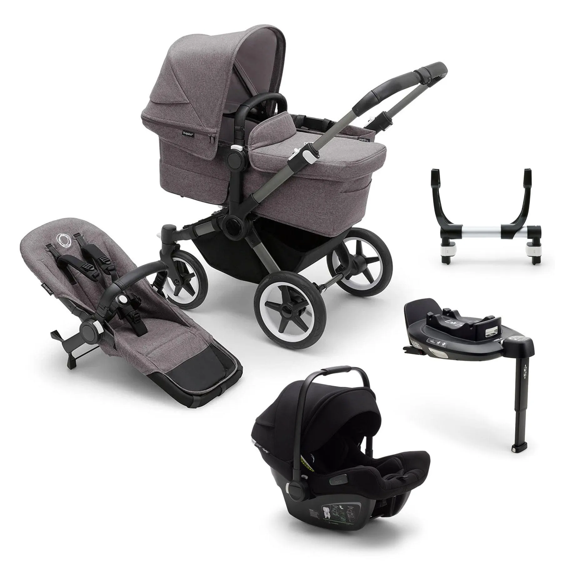Bugaboo Donkey 5 Mono Turtle Travel System in Grey Mélange