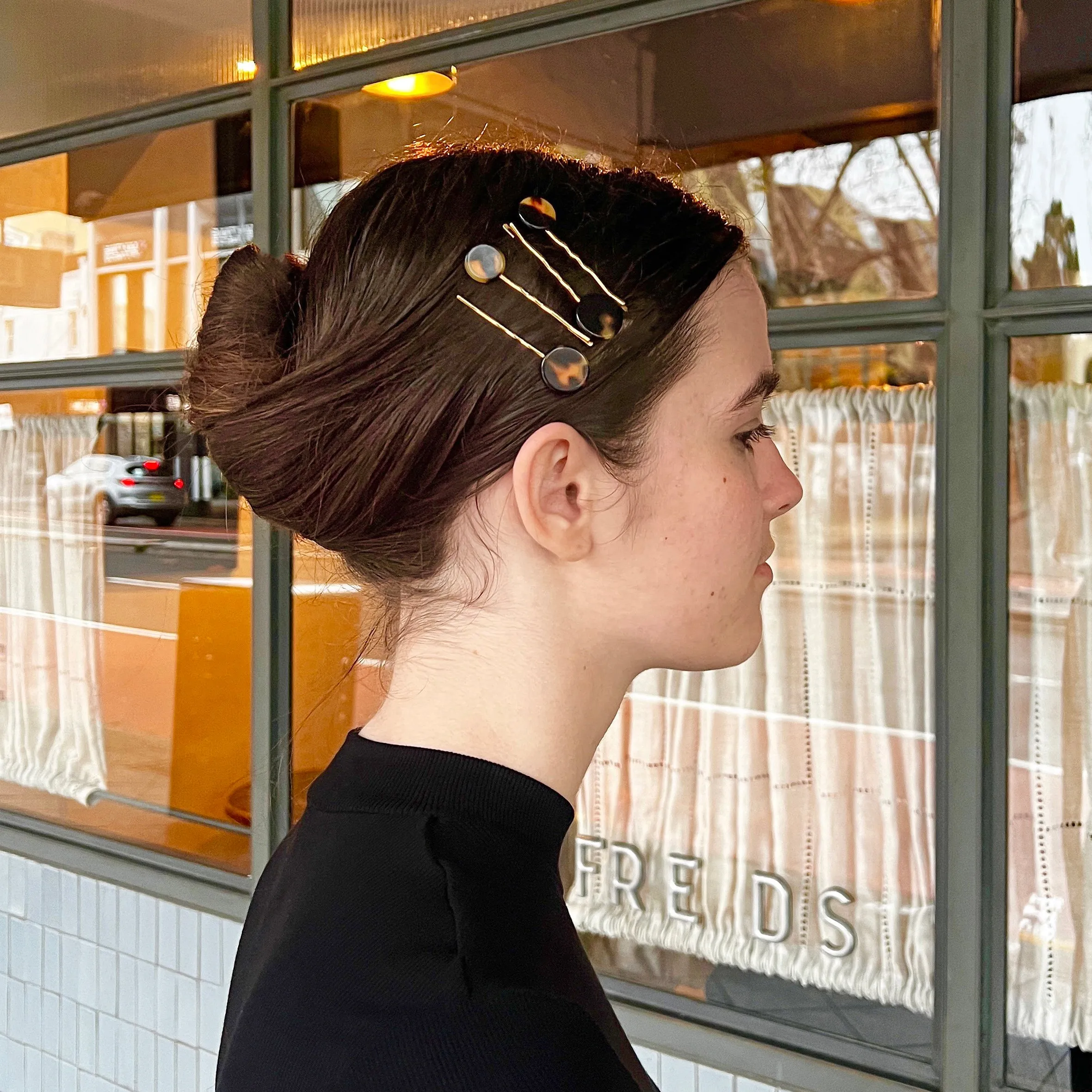 Button Damier Hair Slide Set