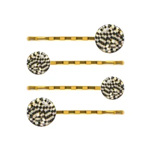 Button Damier Hair Slide Set