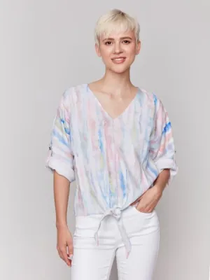 C4603P-787A - Printed 3/4 Sleeve Top