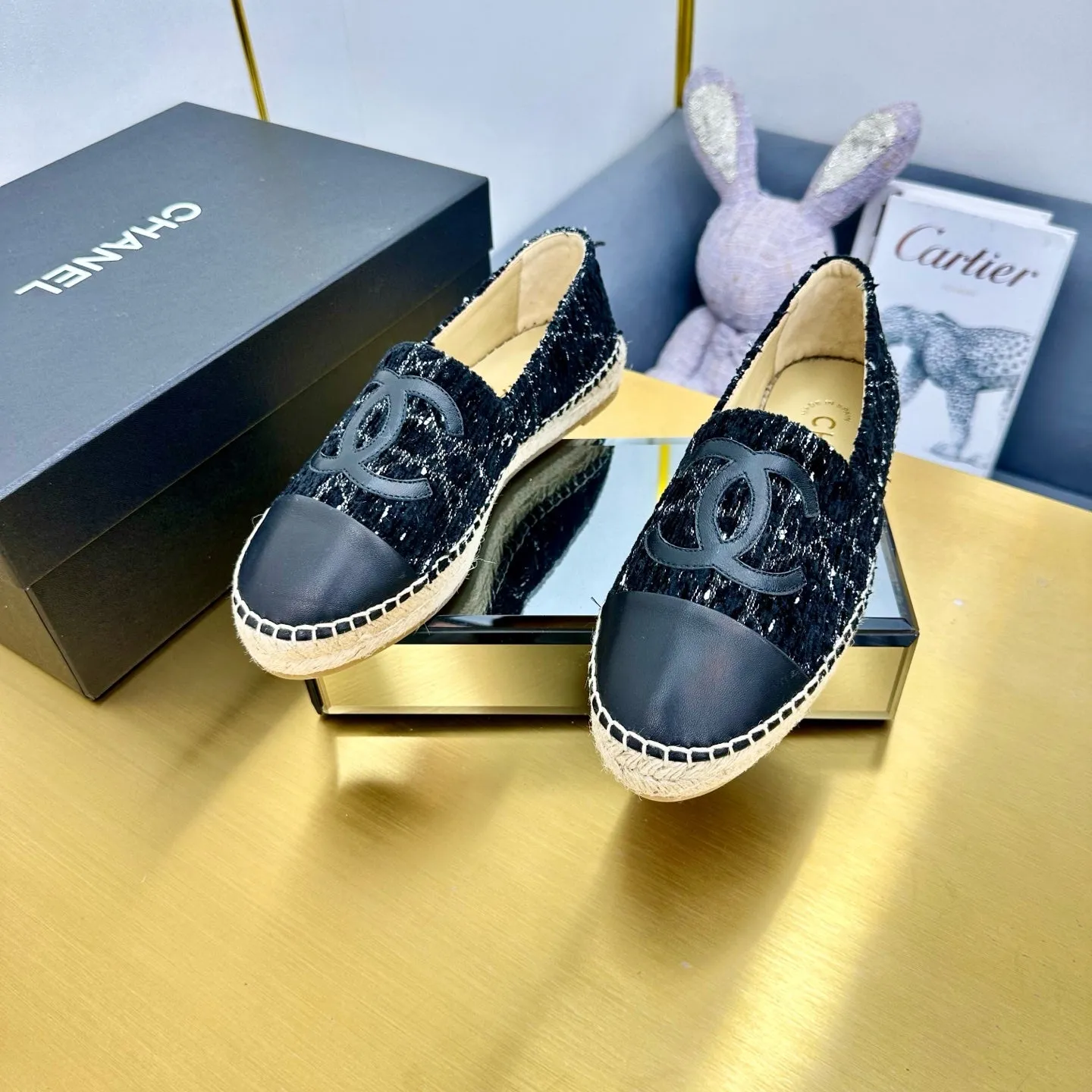 CC 25s Slip–on Espadrilles Black Tweed 297819