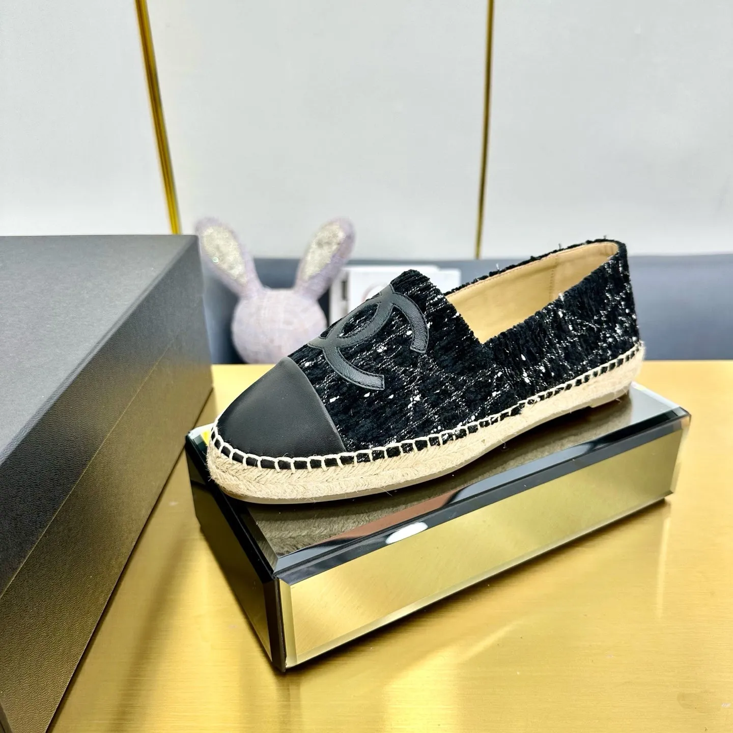 CC 25s Slip–on Espadrilles Black Tweed 297819
