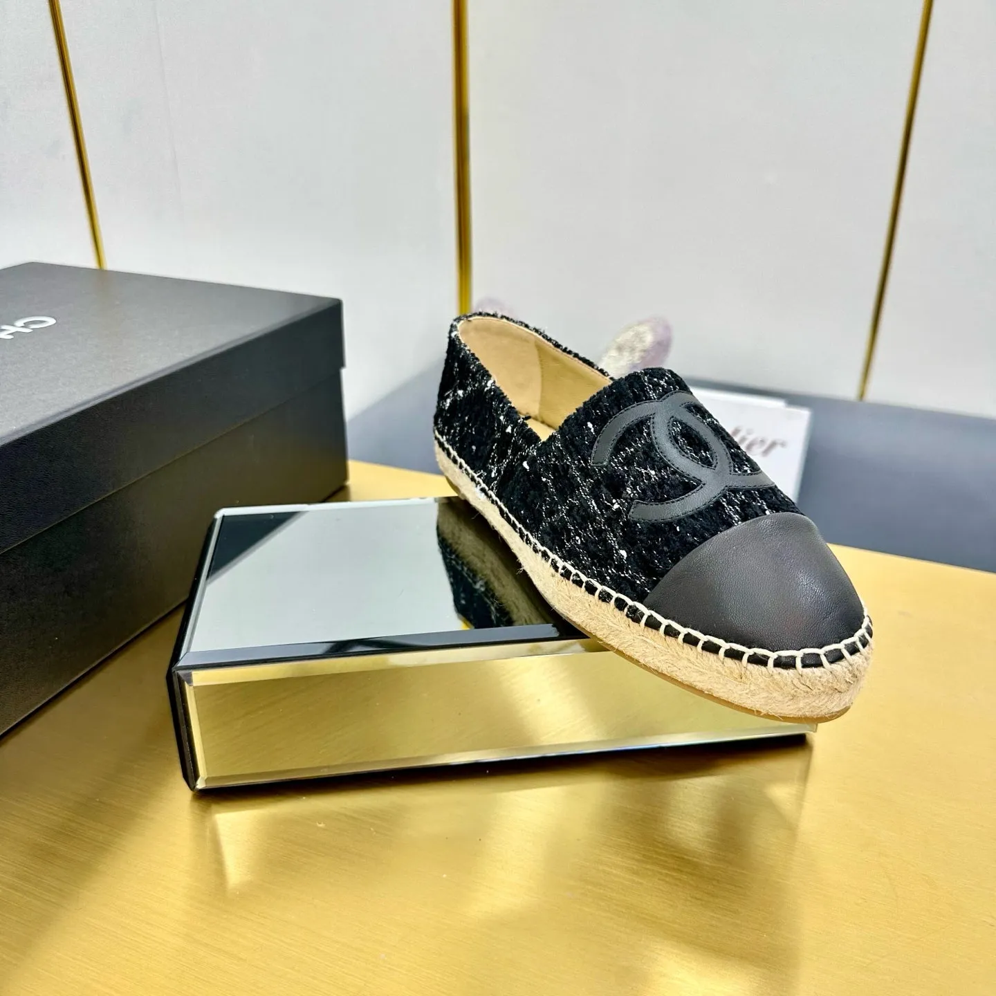 CC 25s Slip–on Espadrilles Black Tweed 297819