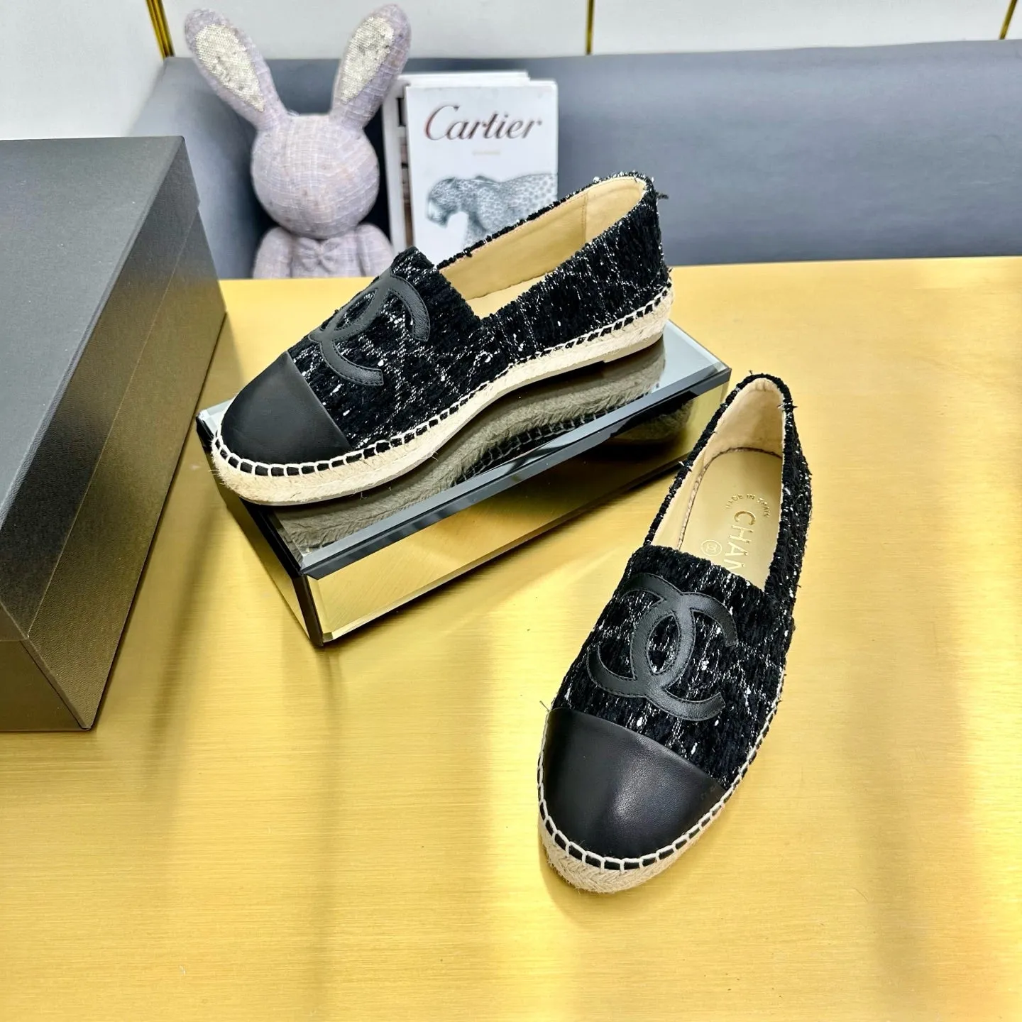 CC 25s Slip–on Espadrilles Black Tweed 297819