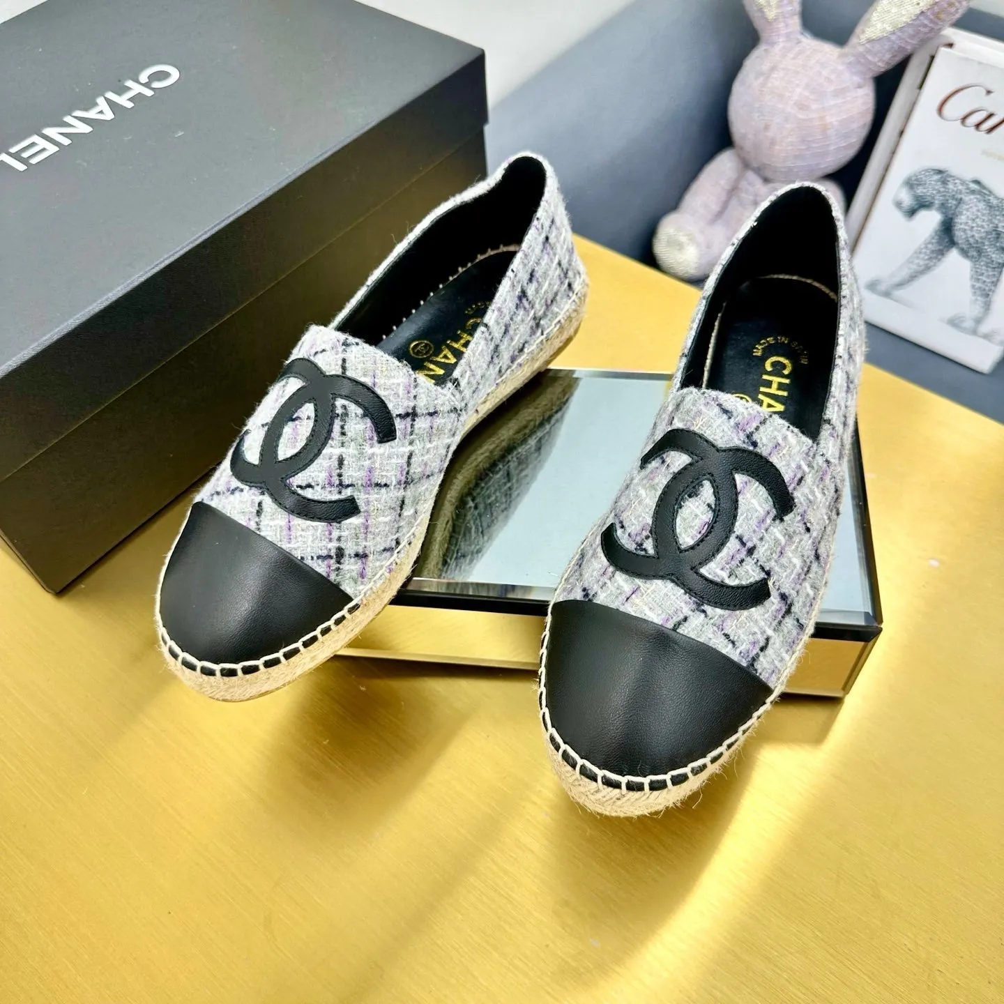 CC 25s Slip–on Espadrilles Gray Purple Tweed 297821