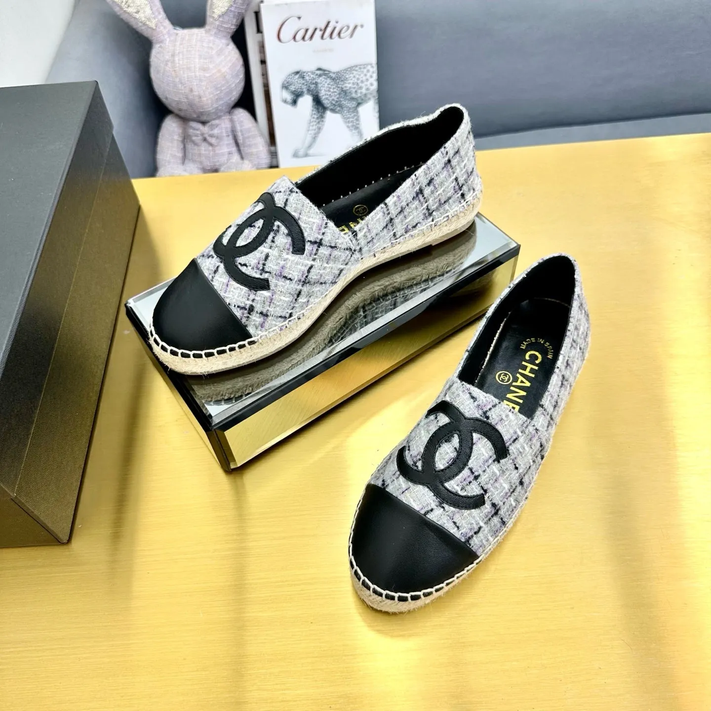 CC 25s Slip–on Espadrilles Gray Purple Tweed 297821