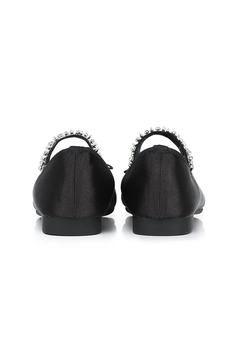Celeste Crystal-Strap Ballerina & Flats (Black)