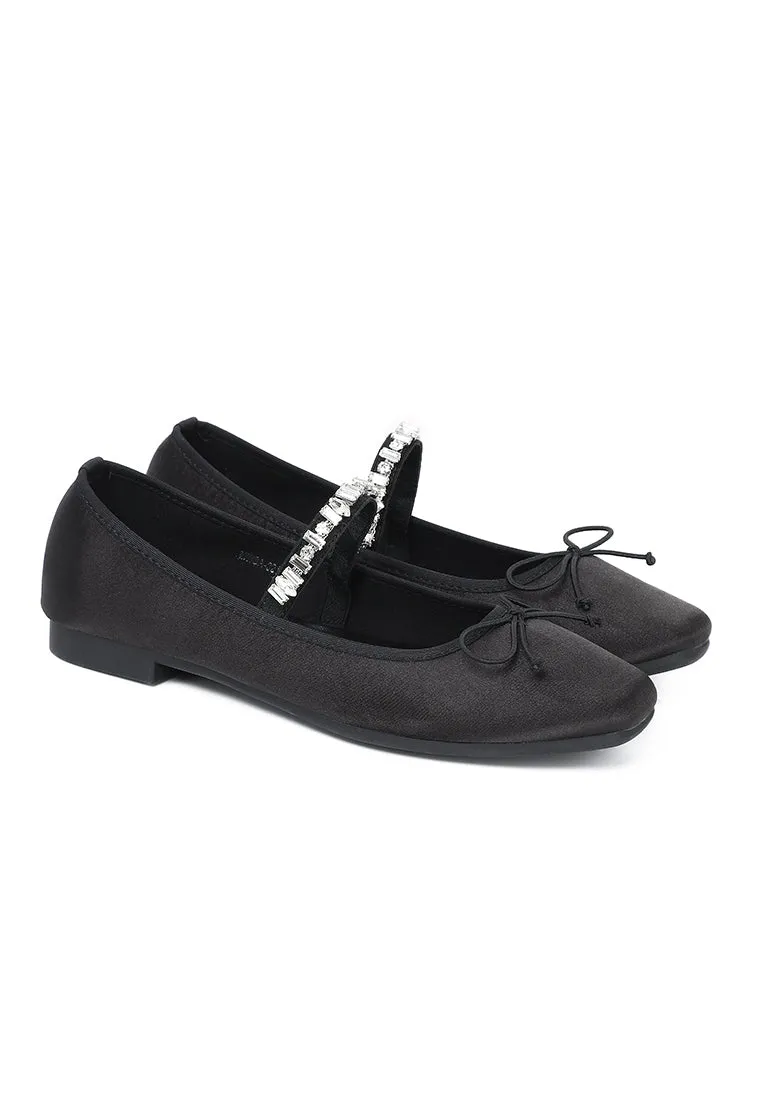 Celeste Crystal-Strap Ballerina & Flats (Black)
