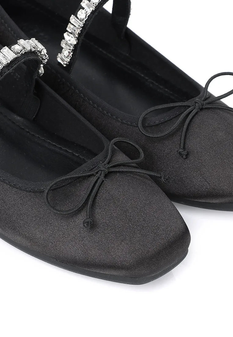 Celeste Crystal-Strap Ballerina & Flats (Black)