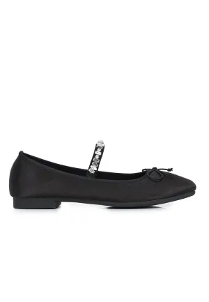 Celeste Crystal-Strap Ballerina & Flats (Black)